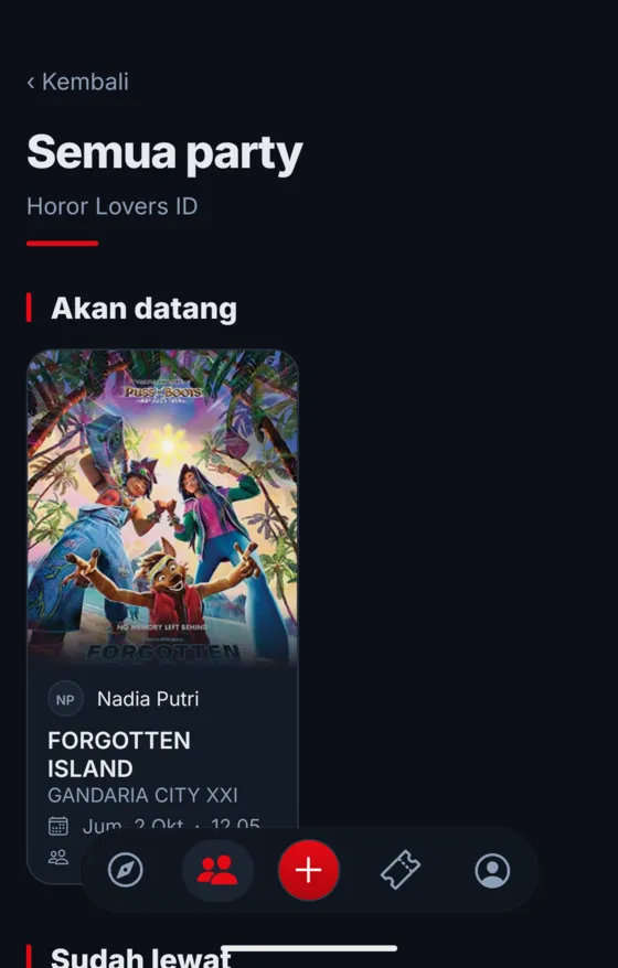All parties for Horor Lovers ID: an upcoming party for Forgotten Island